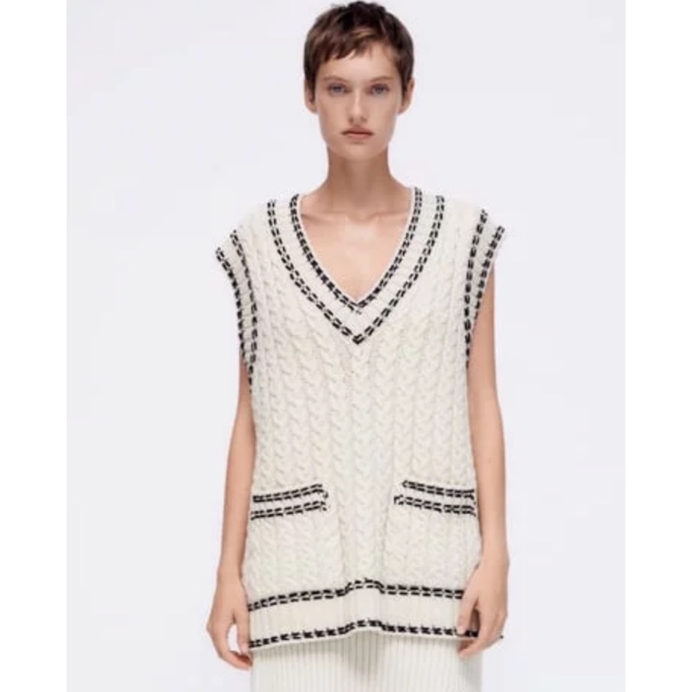 NWOT Zara Cable Knit Sweater Vest